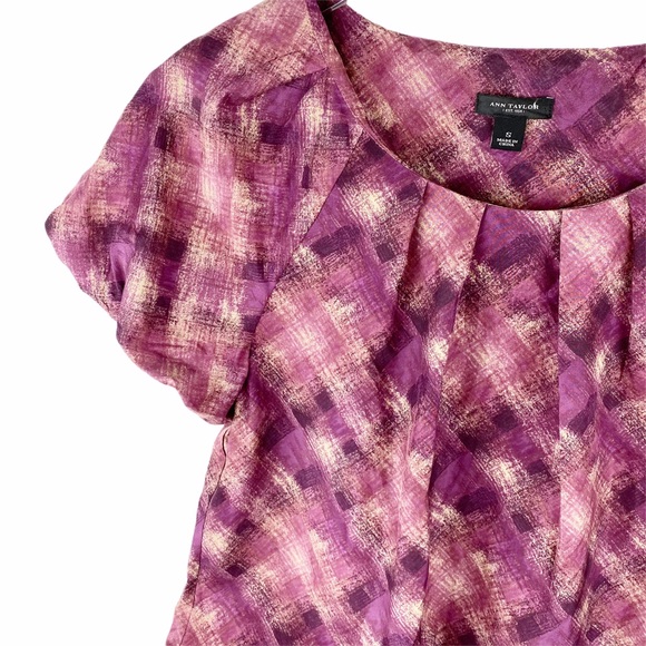 ANN TAYLOR Purple Silk Blouse Small - Picture 3 of 6